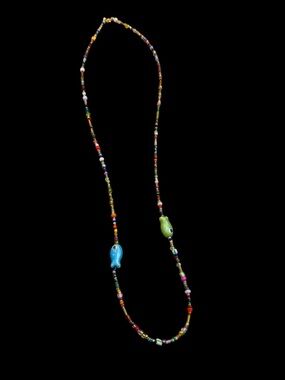 Two Fish Long Beaded Necklace.